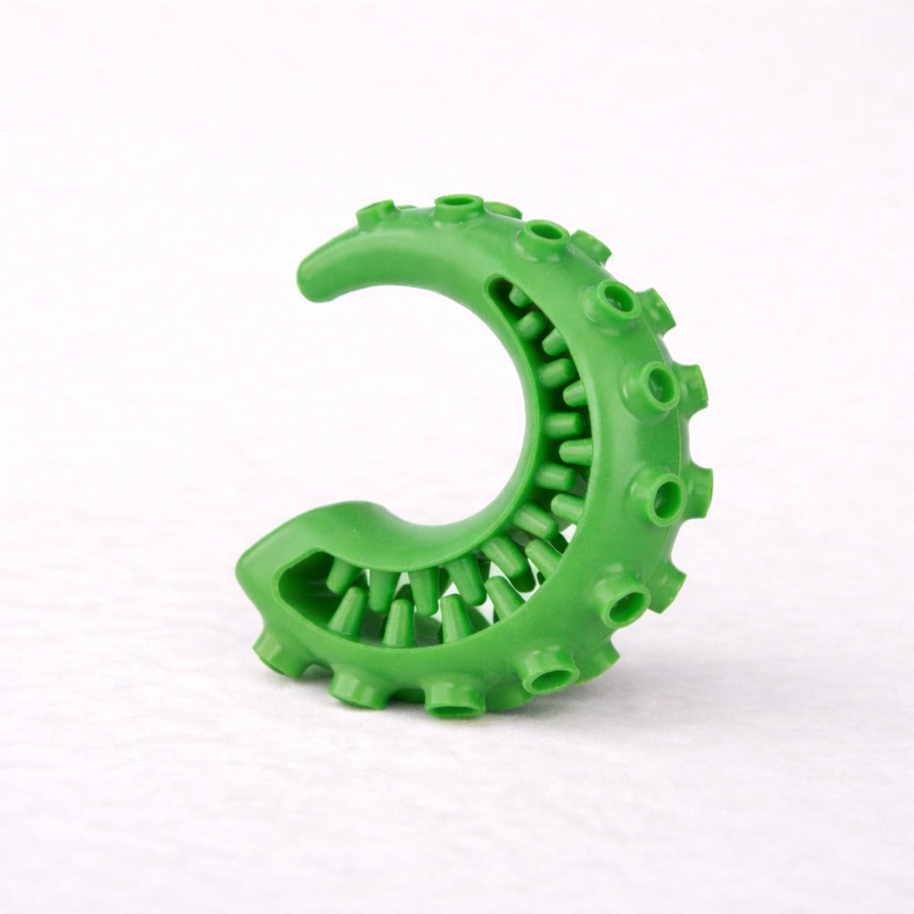 Anneau de mastication à picots Canidoo pour chien, jouet en caoutchouc, vert