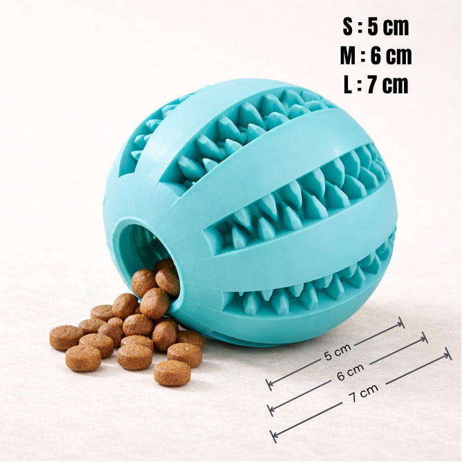 Balle de mastication distributrice Canidoo - dimensions S 5cm / M 6 cm / L 7 cm