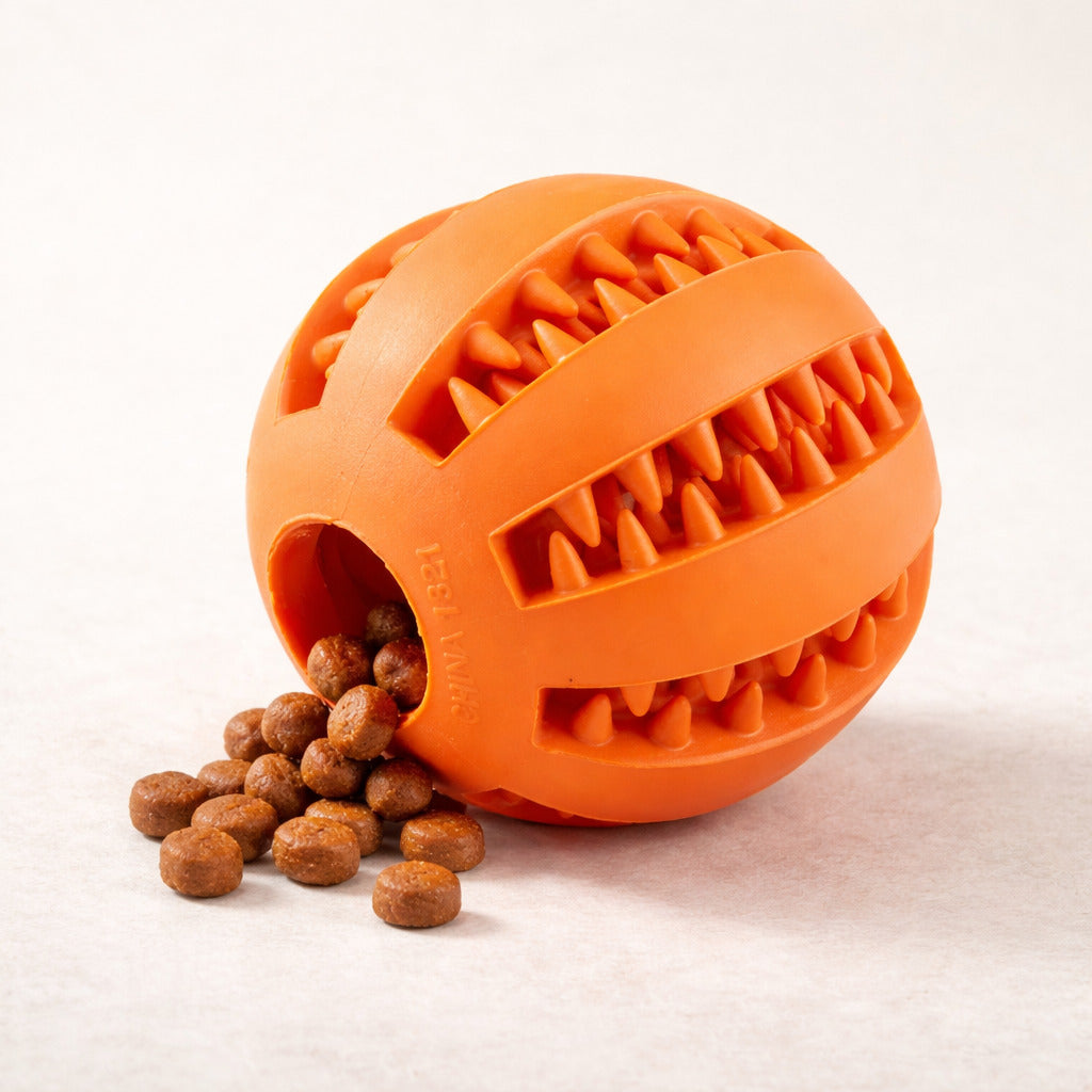 Balle de mastication distributrice Canidoo pour chien, jouet distributeur de friandises, orange