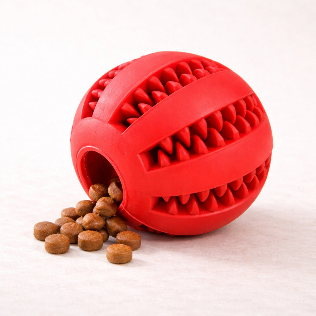 Balle de mastication distributrice Canidoo pour chien, jouet distributeur de friandises, rouge