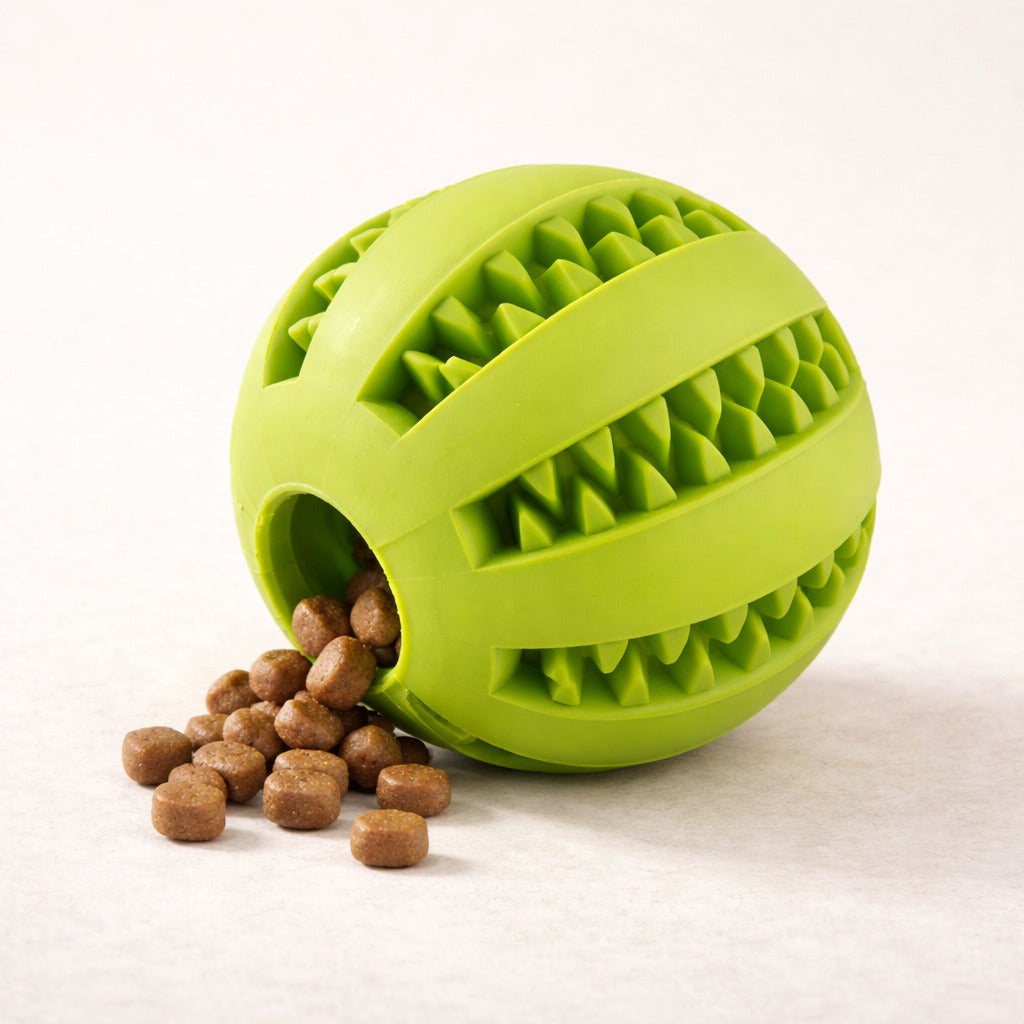 Balle de mastication distributrice Canidoo pour chien, jouet distributeur de friandises, vert