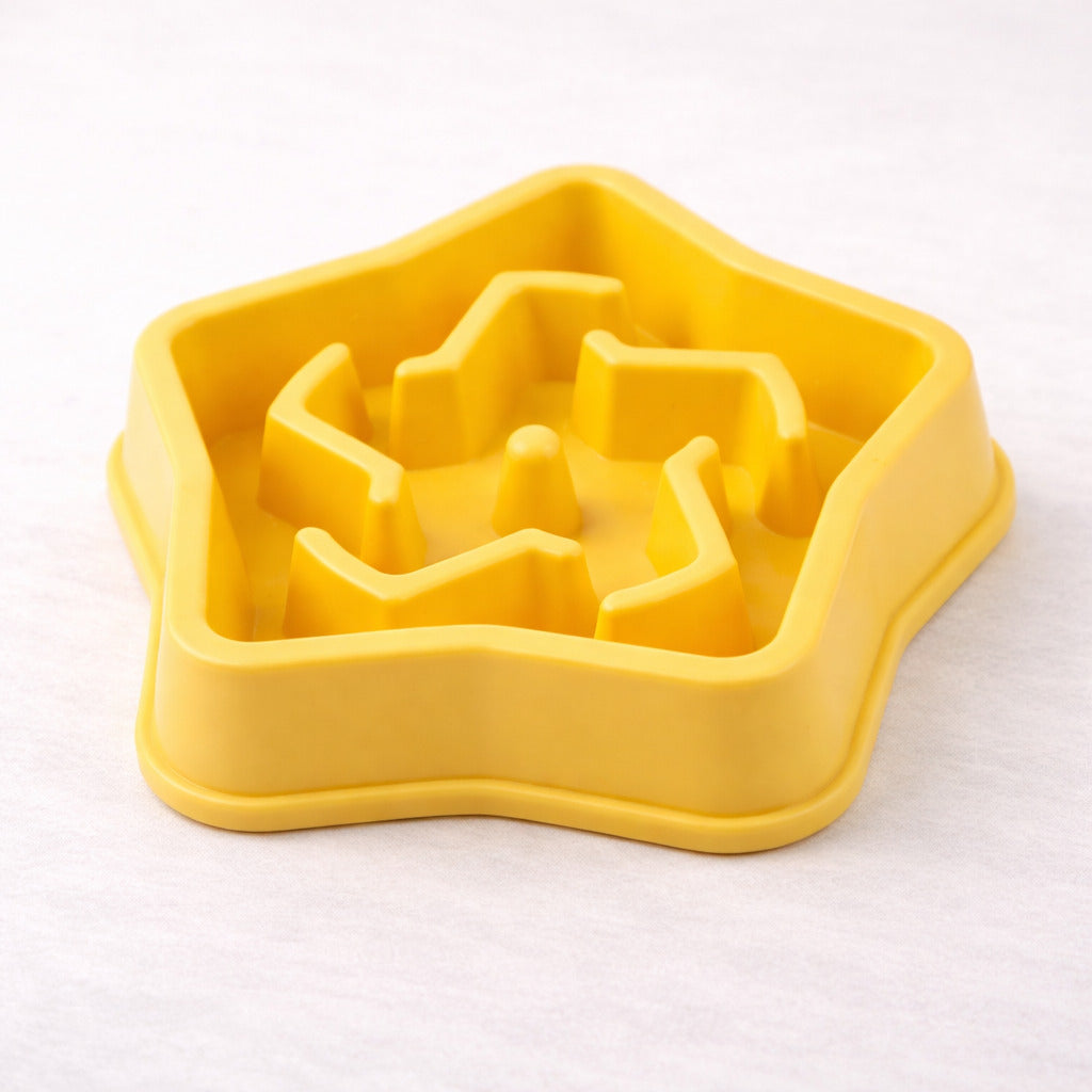 Gamelle anti-glouton Canidoo pour chien, relief étoile, jaune