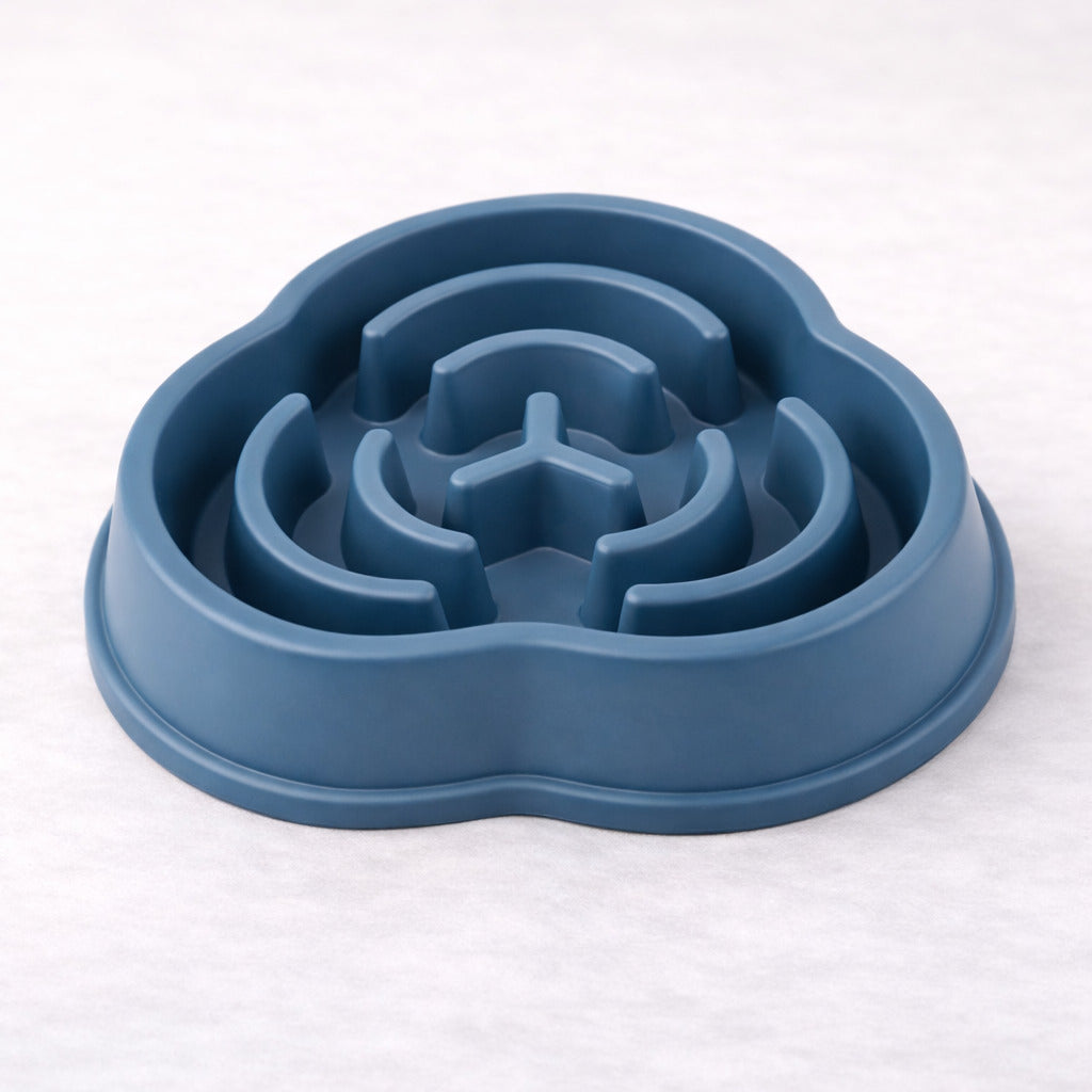 Gamelle anti-glouton Canidoo pour chien, relief trèfle, bleu