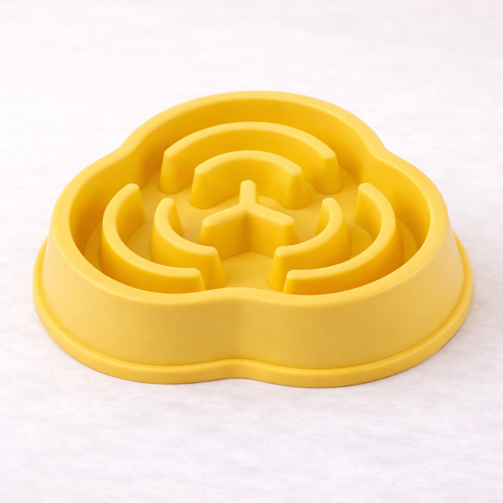 Gamelle anti-glouton Canidoo pour chien, relief trèfle, jaune