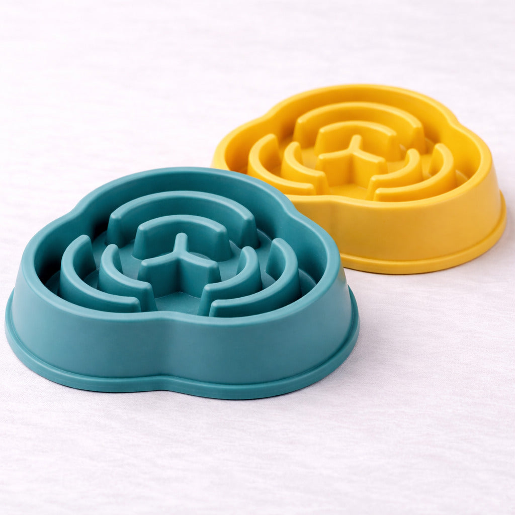 Lot de 2 gamelles anti-glouton Canidoo pour chien, gamelles à reliefs, vert et jaune