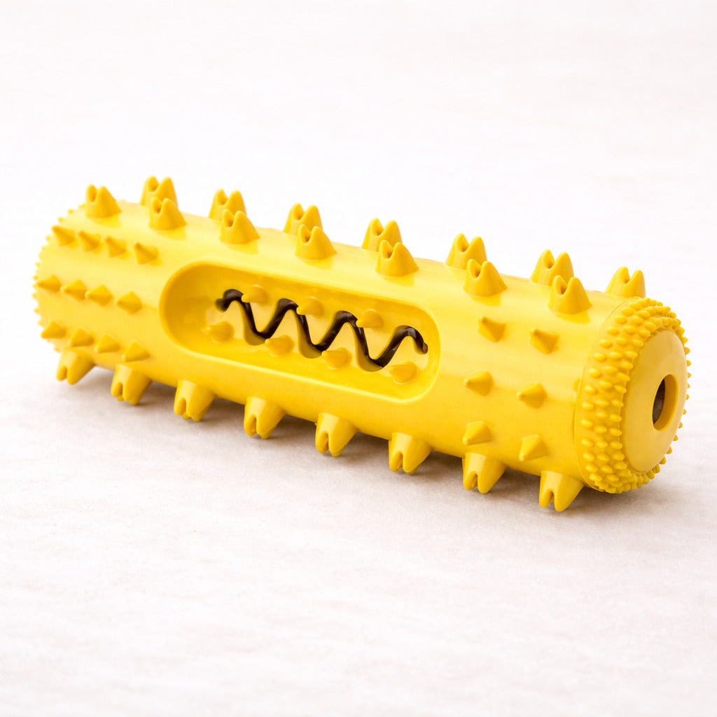 Jouet de mastication résistant Canidoo pour chien, jouet en caoutchouc, jaune