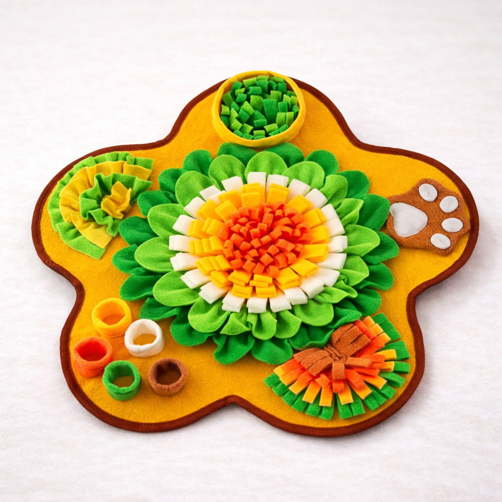 Tapis de fouille Canidoo orange, forme d'étoile, jeu d’odorat pour chien