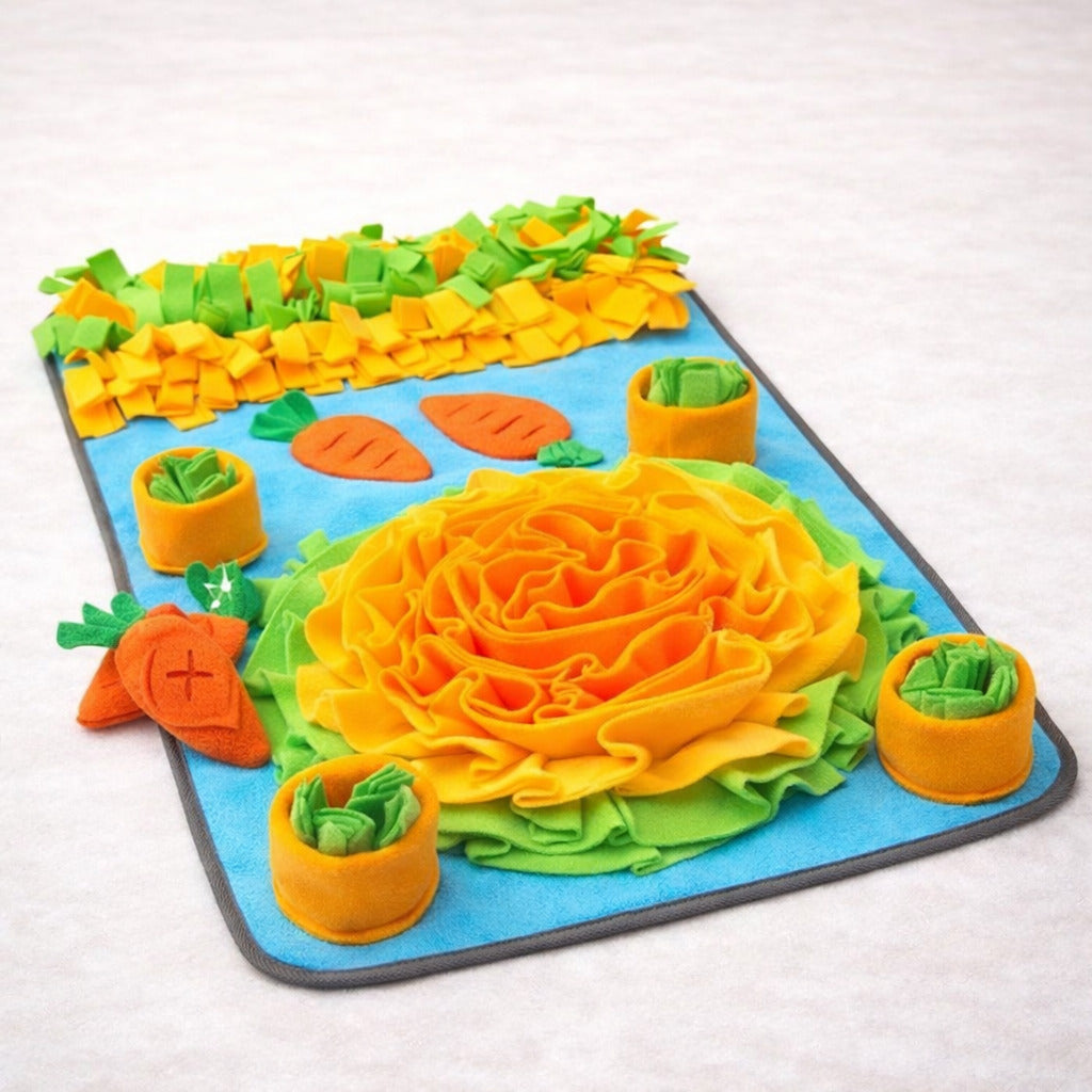 Grand tapis de fouille pour chien Canidoo orange et bleu