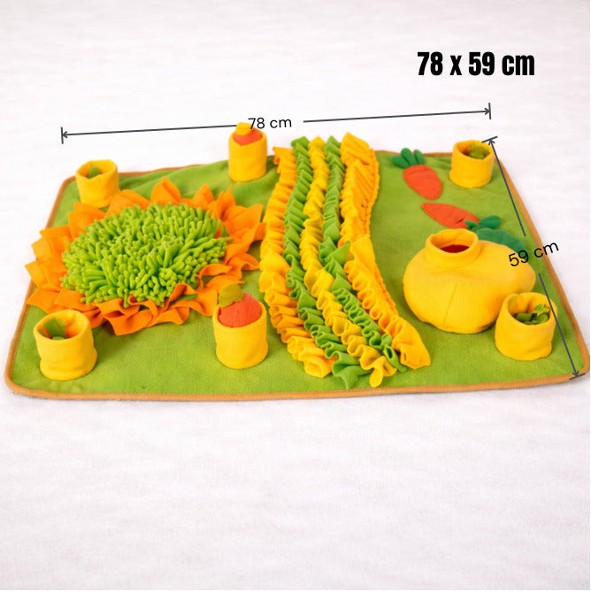 Grand tapis de fouille vert et jaune Canidoo – dimensions 78 x 59 cm