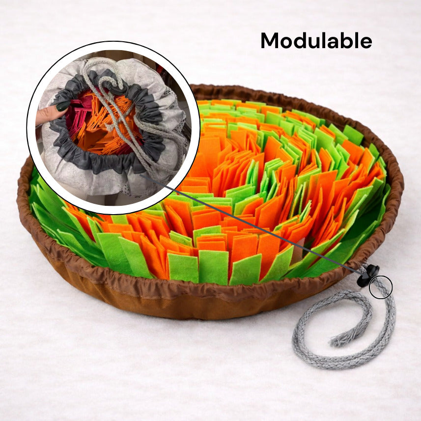 Détail du mécanisme du tapis de fouille modulable Canidoo