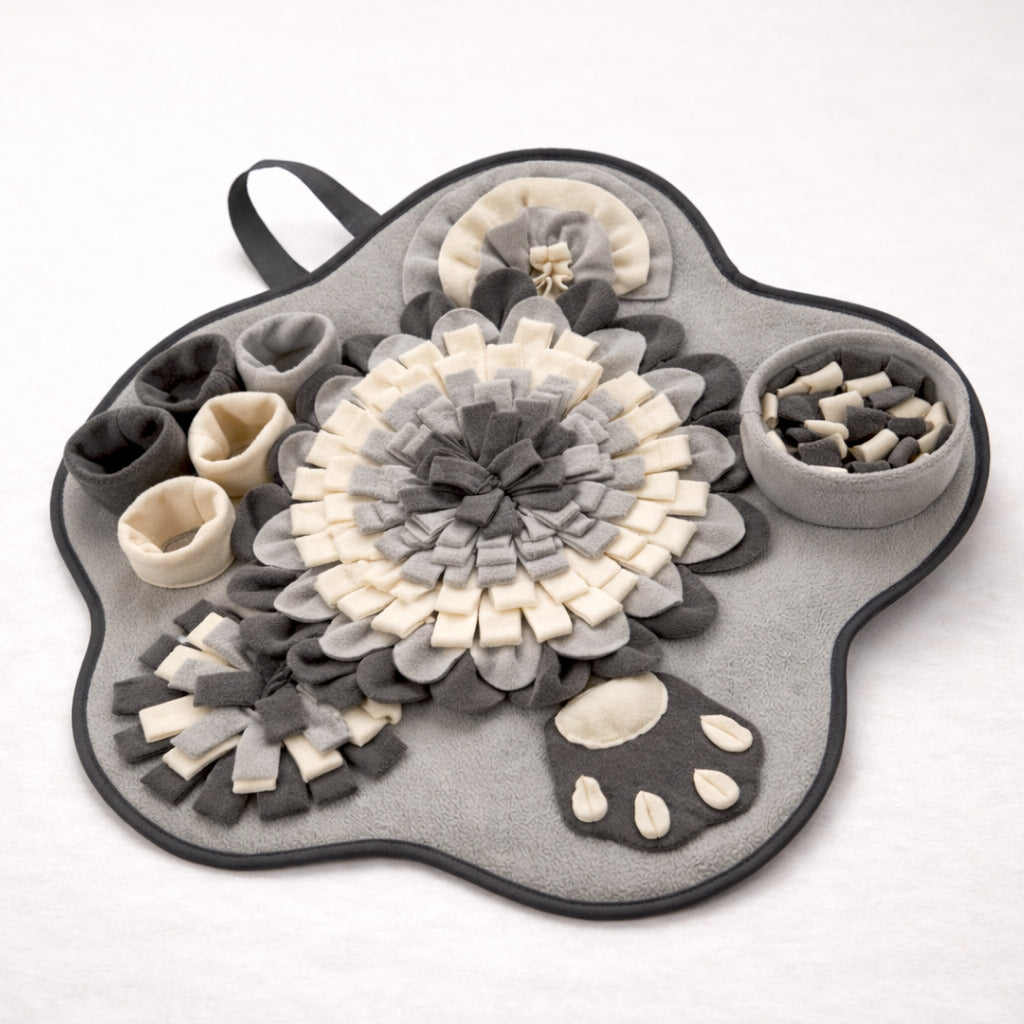 Tapis de fouille Canidoo gris, forme d'étoile, jeu d’odorat pour chien