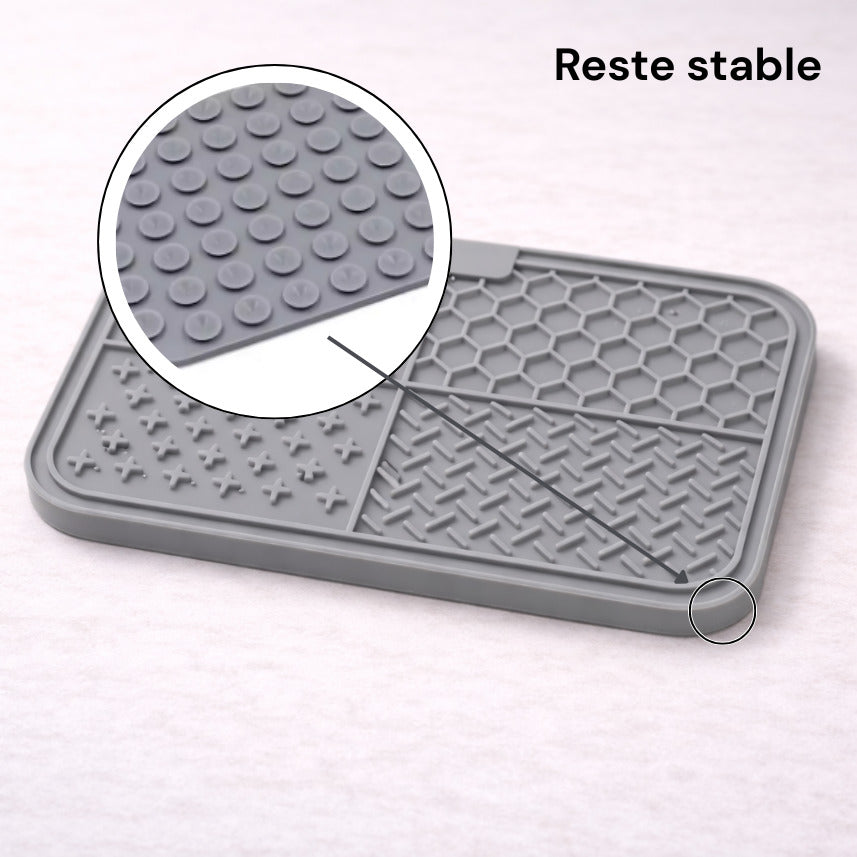 Dos antidérapant à ventouses du tapis de léchage rectangle Canidoo, reste en place