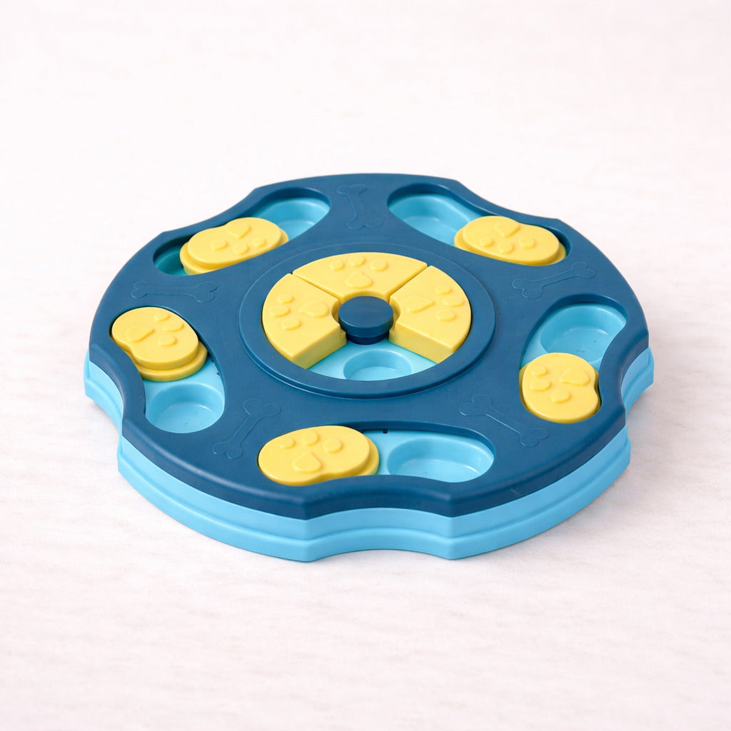 Puzzle interactif pour chien en forme de disque bleu Canidoo, niveau 1