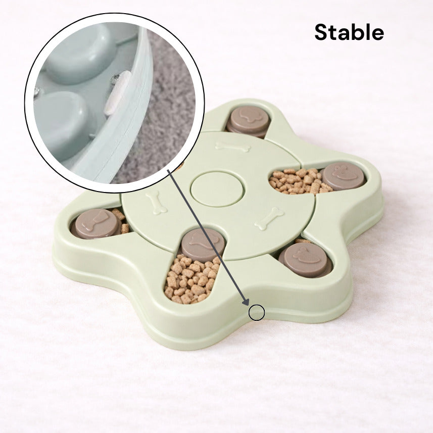Détail du mécanisme de stabilisation sous le puzzle étoile Canidoo, maintient en place